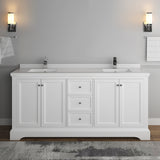 Fresca Windsor 72" Matte White Traditional Double Sink Bathroom Cabinet w/ Top  Sinks | FCB2472WHM-CWH-U