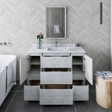 Fresca Formosa Modern 48" Rustic White Freestanding Bathroom Vanity | FCB31-122412RWH-FC-CWH-U