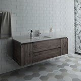 Fresca Formosa 60" Wall Hung Single Sink Modern Bathroom Cabinet w/ Top  Sink | FCB31-123612ACA-CWH-U