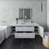 Fresca Formosa Modern 60" Rustic White Wall Hung Bathroom Vanity | FCB31-123612RWH-CWH-U