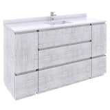 Fresca Formosa Modern 60" Rustic White Freestanding Bathroom Vanity | FCB31-123612RWH-FC-CWH-U