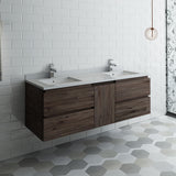 Fresca Formosa 60" Wall Hung Double Sink Modern Bathroom Cabinet w/ Top  Sinks | FCB31-241224ACA-CWH-U