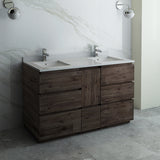 Fresca Formosa 60" Floor Standing Double Sink Modern Bathroom Cabinet w/ Top  Sinks | FCB31-241224ACA-FC-CWH-U
