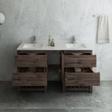 Fresca Formosa 60" Floor Standing Open Bottom Double Sink Modern Bathroom Cabinet w/ Top  Sinks | FCB31-241224ACA-FS-CWH-U