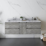 Fresca Formosa Modern 60" Ash Wall Mount Double Sink Bathroom Vanity | FCB31-241224ASH-CWH-U