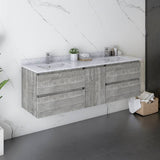 Fresca Formosa Modern 60" Ash Wall Mount Double Sink Bathroom Vanity | FCB31-241224ASH-CWH-U