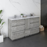 Fresca Formosa Modern 60" Ash Freestanding Double Sink Bathroom Vanity | FCB31-241224ASH-FC-CWH-U