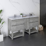 Fresca Formosa Modern 60" Ash Freestanding Open Bottom Double Sink Bathroom Vanity | FCB31-241224ASH-FS-CWH-U