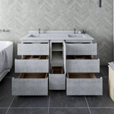 Fresca Formosa Modern 60" Rustic White Freestanding Double Sink Bathroom Vanity | FCB31-241224RWH-FC-CWH-U