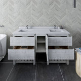 Fresca Formosa Modern 60" Rustic White Freestanding Open Bottom Double Sink Bathroom Vanity | FCB31-241224RWH-FS-CWH-U