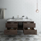 Fresca Formosa 58" Wall Hung Double Sink Modern Bathroom Cabinet | FCB31-241224ACA