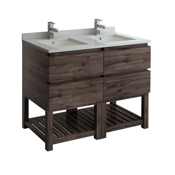 Fresca Formosa 46" Floor Standing Open Bottom Double Sink Modern Bathroom Cabinet | FCB31-2424ACA-FS