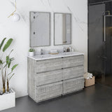 Fresca Formosa Modern 48" Ash Floor Standing Double Sink Bathroom Vanity | FCB31-2424ASH-FC-CWH-U