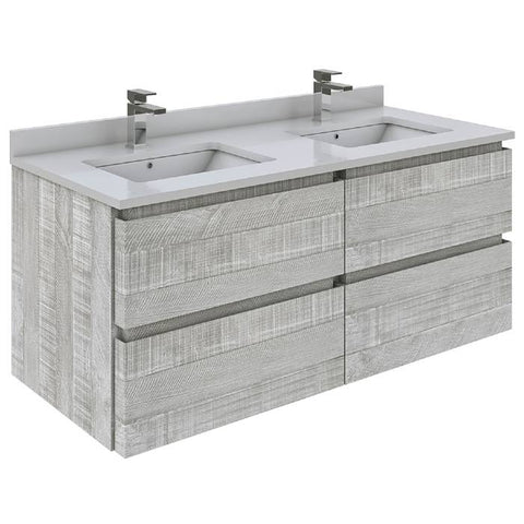Fresca Formosa Modern 46" Ash Wall Hung Double Sink Bathroom Base Cabinet | FCB31-2424ASH