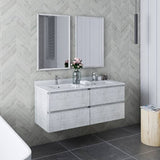 Fresca Formosa Modern 48" Rustic White Wall Hung Double Sink Bathroom Vanity | FCB31-2424RWH-CWH-U