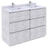 Fresca Formosa Modern 48" Rustic White Floor Standing Double Sink Bathroom Vanity | FCB31-2424RWH-FC-CWH-U