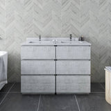Fresca Formosa Modern 46" Rustic White Floor Standing Double Sink Bathroom Base Cabinet | FCB31-2424RWH-FC
