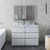 Fresca Formosa Modern 46" Rustic White Floor Standing Double Sink Bathroom Base Cabinet | FCB31-2424RWH-FC