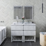 Fresca Formosa Modern 48" Rustic White Floor Standing Open Bottom Double Sink Bathroom Vanity | FCB31-2424RWH-FS-CWH-U