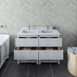 Fresca Formosa Modern 46" Rustic White Floor Standing Open Bottom Double Sink Bathroom Base Cabinet | FCB31-2424RWH-FS