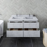 Fresca Formosa Modern 46" Rustic White Wall Hung Double Sink Bathroom Base Cabinet | FCB31-2424RWH