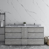 Fresca Formosa Modern 72" Ash Freestanding Double Sink Bathroom Vanity | FCB31-301230ASH-FC-CWH-U