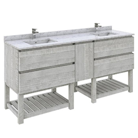 Fresca Formosa Modern 70" Ash Floor Standing Open Bottom Double Sink Bathroom Base Cabinet | FCB31-301230ASH-FS