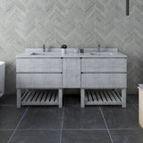 Fresca Formosa Modern 70" Rustic White Floor Standing Open Bottom Double Sink Bathroom Base Cabinet | FCB31-301230RWH-FS