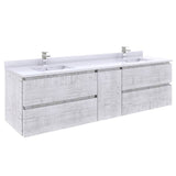 Fresca Formosa Modern 70" Rustic White Wall Hung Double Sink Bathroom Base Cabinet | FCB31-301230RWH