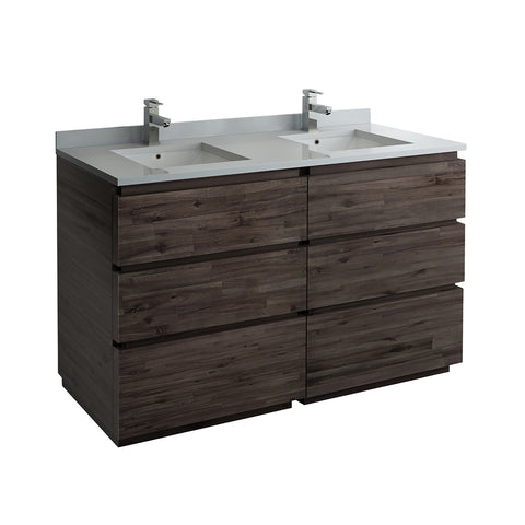 Fresca Formosa 60" Floor Standing Double Sink Modern Bathroom Cabinet w/ Top  Sinks | FCB31-3030ACA-FC-CWH-U