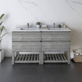 Fresca Formosa Modern 60" Ash Floor Standing Open Bottom Double Sink Bathroom Vanity | FCB31-3030ASH-FS-CWH-U