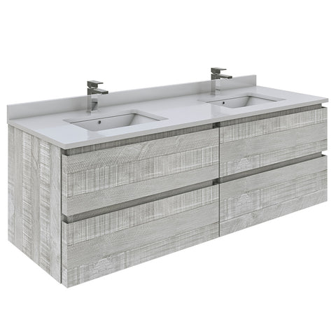 Fresca Formosa Modern 58" Ash Wall Hung Double Sink Bathroom Base Cabinet | FCB31-3030ASH