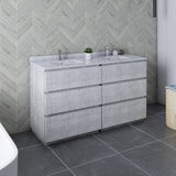 Fresca Formosa Modern 60" Rustic White Floor Standing Double Sink Bathroom Vanity | FCB31-3030RWH-FC-CWH-U