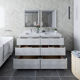 Fresca Formosa Modern 60" Rustic White Floor Standing Double Sink Bathroom Vanity | FCB31-3030RWH-FC-CWH-U