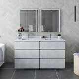 Fresca Formosa Modern 58" Rustic White Floor Standing Double Sink Bathroom Base Cabinet | FCB31-3030RWH-FC