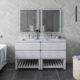 Fresca Formosa Modern 60" Rustic White Floor Standing Open Bottom Double Sink Bathroom Vanity | FCB31-3030RWH-FS-CWH-U