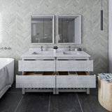 Fresca Formosa Modern 60" Rustic White Floor Standing Open Bottom Double Sink Bathroom Vanity | FCB31-3030RWH-FS-CWH-U