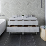 Fresca Formosa Modern 58" Rustic White Floor Standing Open Bottom Double Sink Bathroom Base Cabinet | FCB31-3030RWH-FS