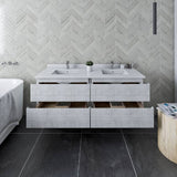 Fresca Formosa Modern 58" Rustic White Wall Hung Double Sink Bathroom Base Cabinet | FCB31-3030RWH