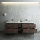 Fresca Formosa 82" Floor Standing Open Bottom Double Sink Modern Bathroom Cabinet | FCB31-361236ACA-FS