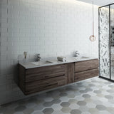 Fresca Formosa 84" Wall Hung Double Sink Modern Bathroom Cabinet w/ Top  Sinks | FCB31-361236ACA-CWH-U