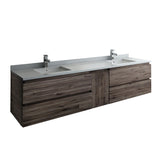 Fresca Formosa 84" Wall Hung Double Sink Modern Bathroom Cabinet w/ Top  Sinks | FCB31-361236ACA-CWH-U