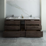 Fresca Formosa 84" Floor Standing Double Sink Modern Bathroom Cabinet w/ Top  Sinks | FCB31-361236ACA-FC-CWH-U