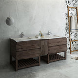 Fresca Formosa 84" Floor Standing Open Bottom Double Sink Modern Bathroom Cabinet w/ Top  Sinks | FCB31-361236ACA-FS-CWH-U