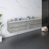 Fresca Formosa Modern 84" Ash Wall Hung Double Sink Bathroom Vanity | FCB31-361236ASH-CWH-U