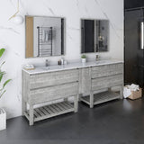 Fresca Formosa Modern 84" Ash Floor Standing Open Bottom Double Sink Bathroom Vanity | FCB31-361236ASH-FS-CWH-U