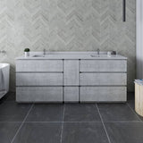 Fresca Formosa Modern 82" Rustic White Floor Standing Double Sink Bathroom Base Cabinet | FCB31-361236RWH-FC