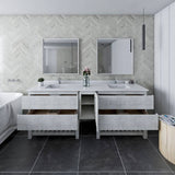 Fresca Formosa Modern 84" Rustic White Floor Standing Open Bottom Double Sink Bathroom Vanity | FCB31-361236RWH-FS-CWH-U