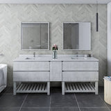 Fresca Formosa Modern 82" Rustic White Floor Standing Open Bottom Double Sink Bathroom Base Cabinet | FCB31-361236RWH-FS