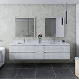 Fresca Formosa Modern 82" Rustic White Wall Hung Double Sink Bathroom Base Cabinet | FCB31-361236RWH